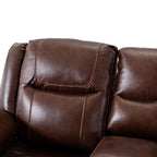 Genuine Leather Mid-century Modern Style Manual Recliners Sofa Set