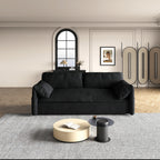 Black 63.8 3-in-1 Velvet Loveseat Pull Out Sofa Bed with Side Storage for Living Room