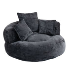 Black Oversized 42.52 Chenille Lazy Bean Bag Single Sofa with Three Pillows for Bedroom