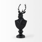 Black Resin Suited Deer Bust Sculpture - 6 W x 8 D x 23 H