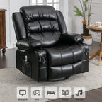 Black Swivel Rocker Recliner with Heat, Massage & USB Ports