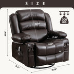 Black Swivel Rocker Recliner with Heat, Massage & USB Ports