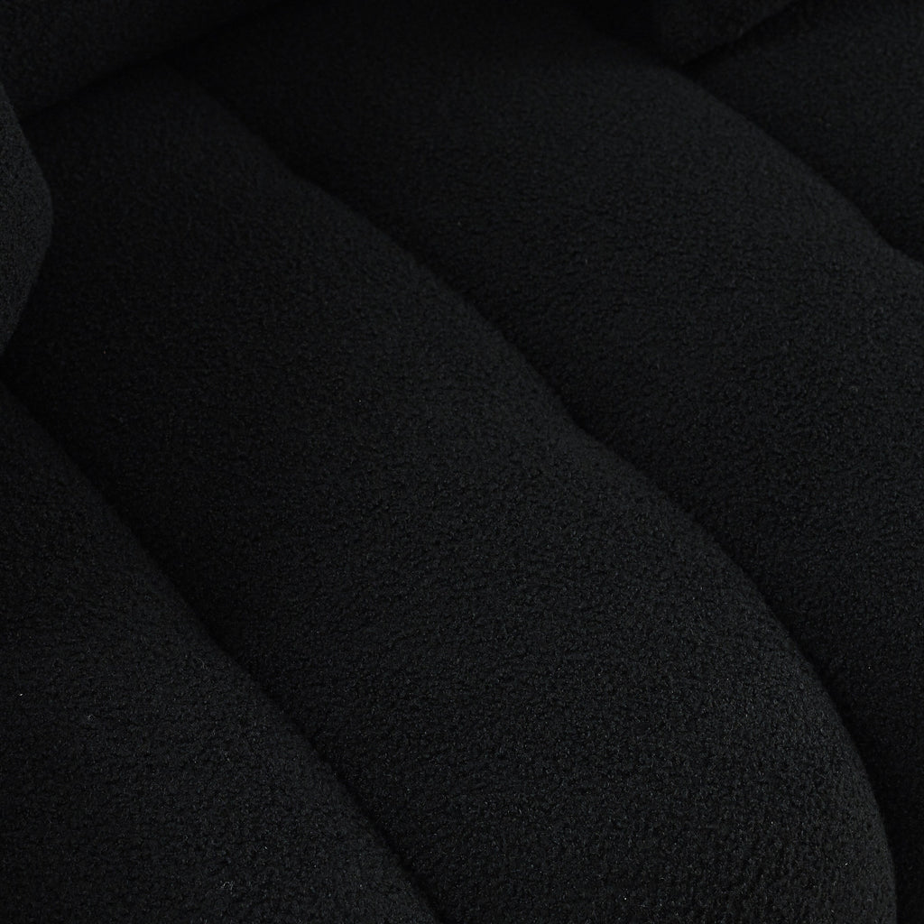 Black Teddy 3-seater Sofa with Back Pillows and Wood Frame