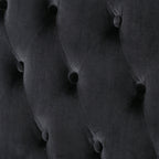 Black Velvet Button Tufted High Wingback Loveseat Sofa