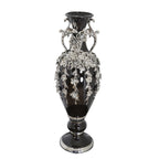 Black and Silver Floret Jeweled Stunning Vase 35 Inches Tall