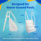 Blue Wave Easy Pool Step With Outside Ladder for Above Ground Pools - 32.5 in. W x 56 in. D x 81 in. H