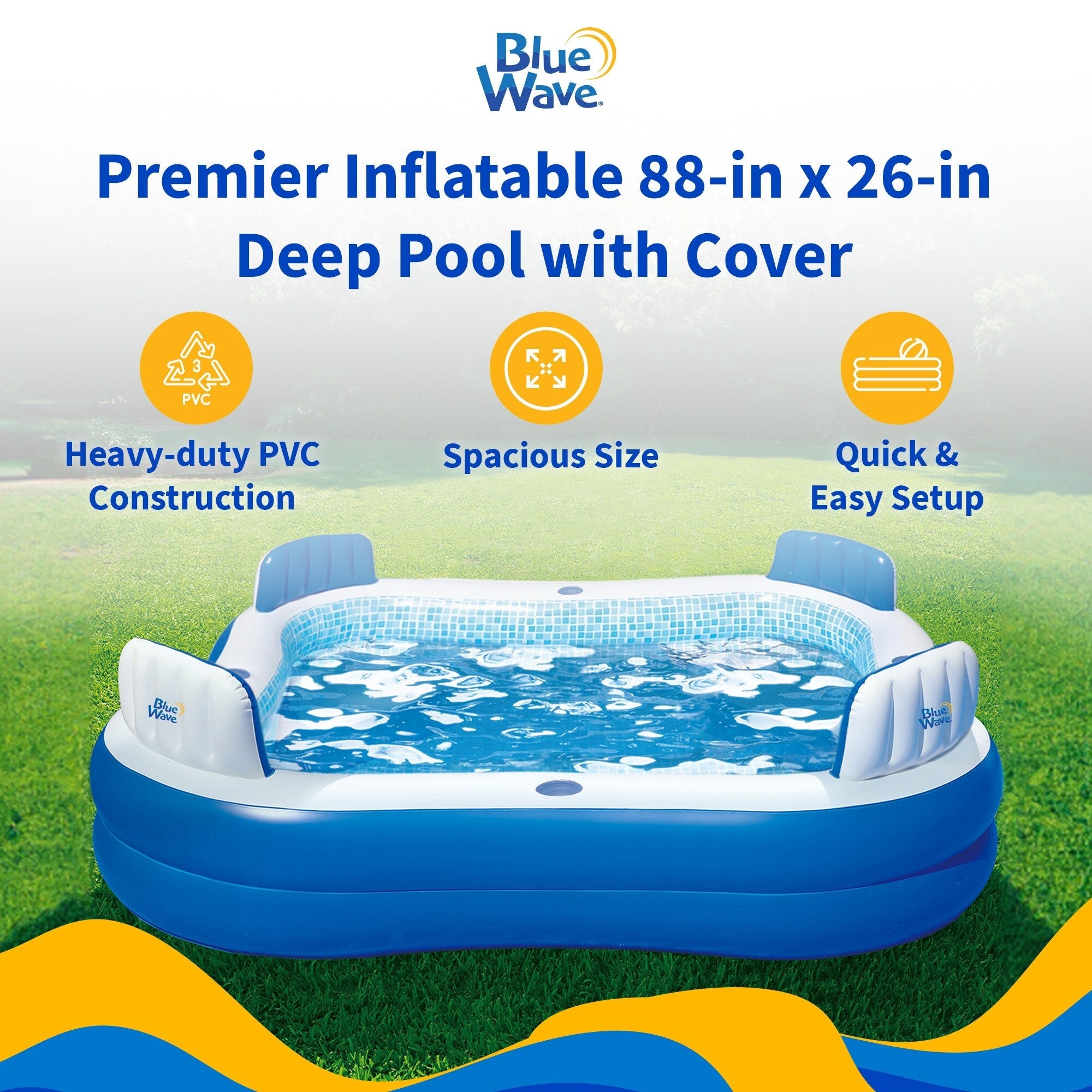 Blue Wave Premier Inflatable Pool with Cover - One-size