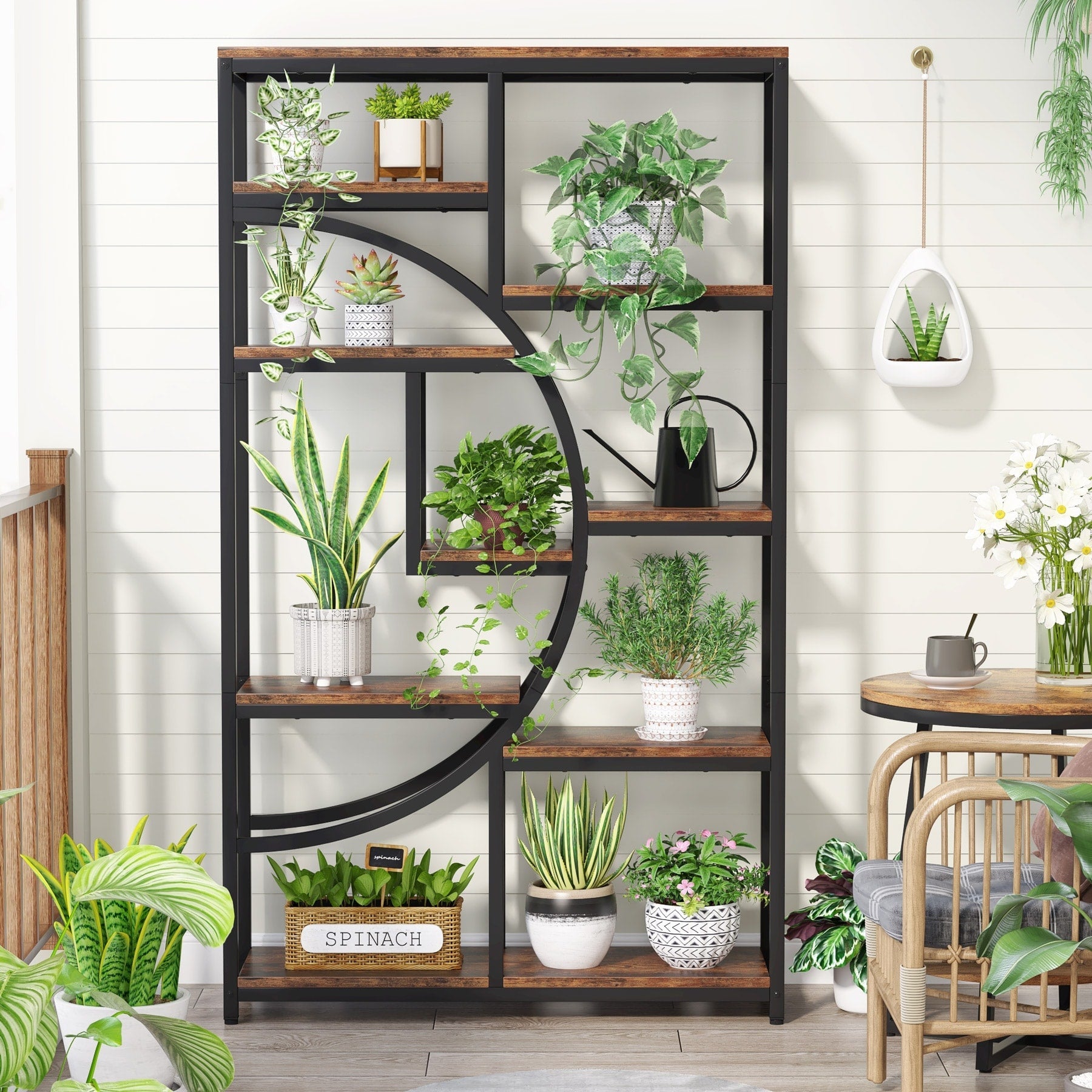 Bookshelf 5 Shelf Industrial Etagere Bookcase for Bedroom, Living Room, Home Office