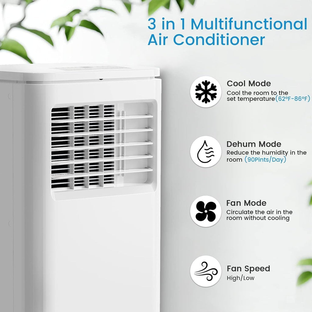 Bossin 8000BTU (Ashrae), 5000BTU（SACC) 3-in-1 Portable Air Conditioners with Remote Control,Quiet Room Portable AC Cooler - 880v
