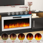 Bossin 70 Fireplace TV Stand with 36 Electric Fireplace, TV Stand for TVs Up to 80, 16 Colors LED Lights/Entertainment Center