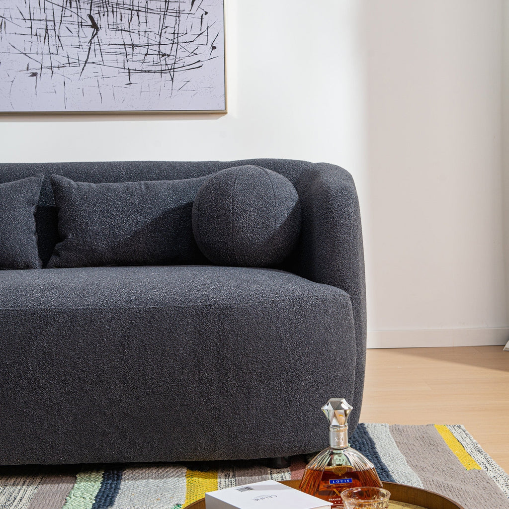 KINWELL Boucle Upholstered 2-Seats Loveseat with Pillows