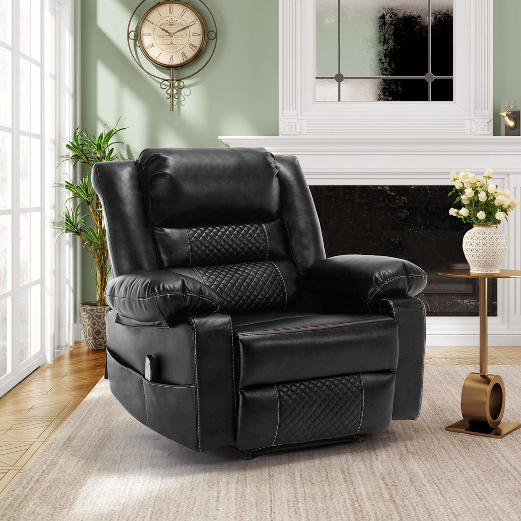 Brown Manual Recliner with 8-Point Massage, Heated Function, and Sturdy Frame for Living Room Comfort