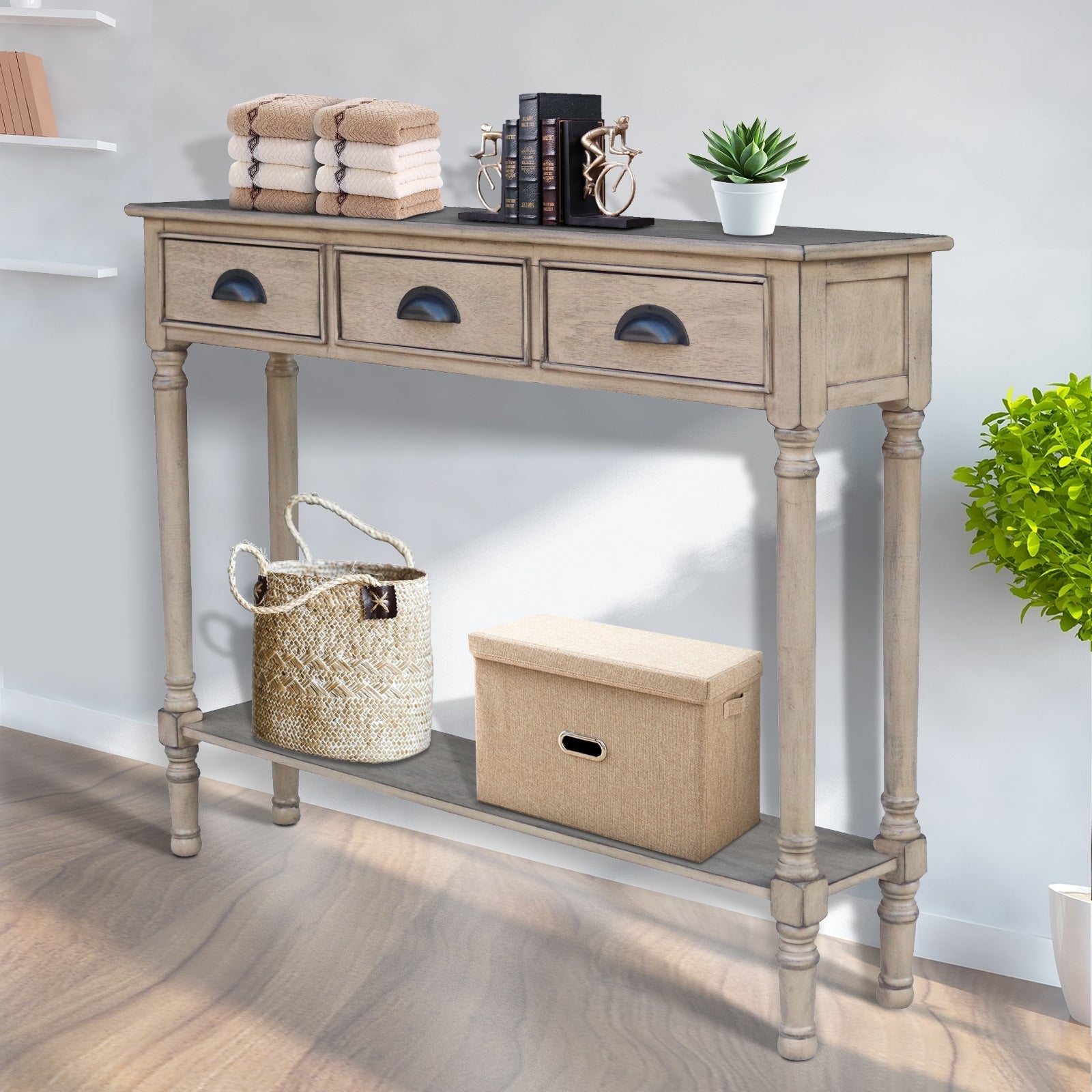 Burlington Wood 3-drawer Console Hallway Table