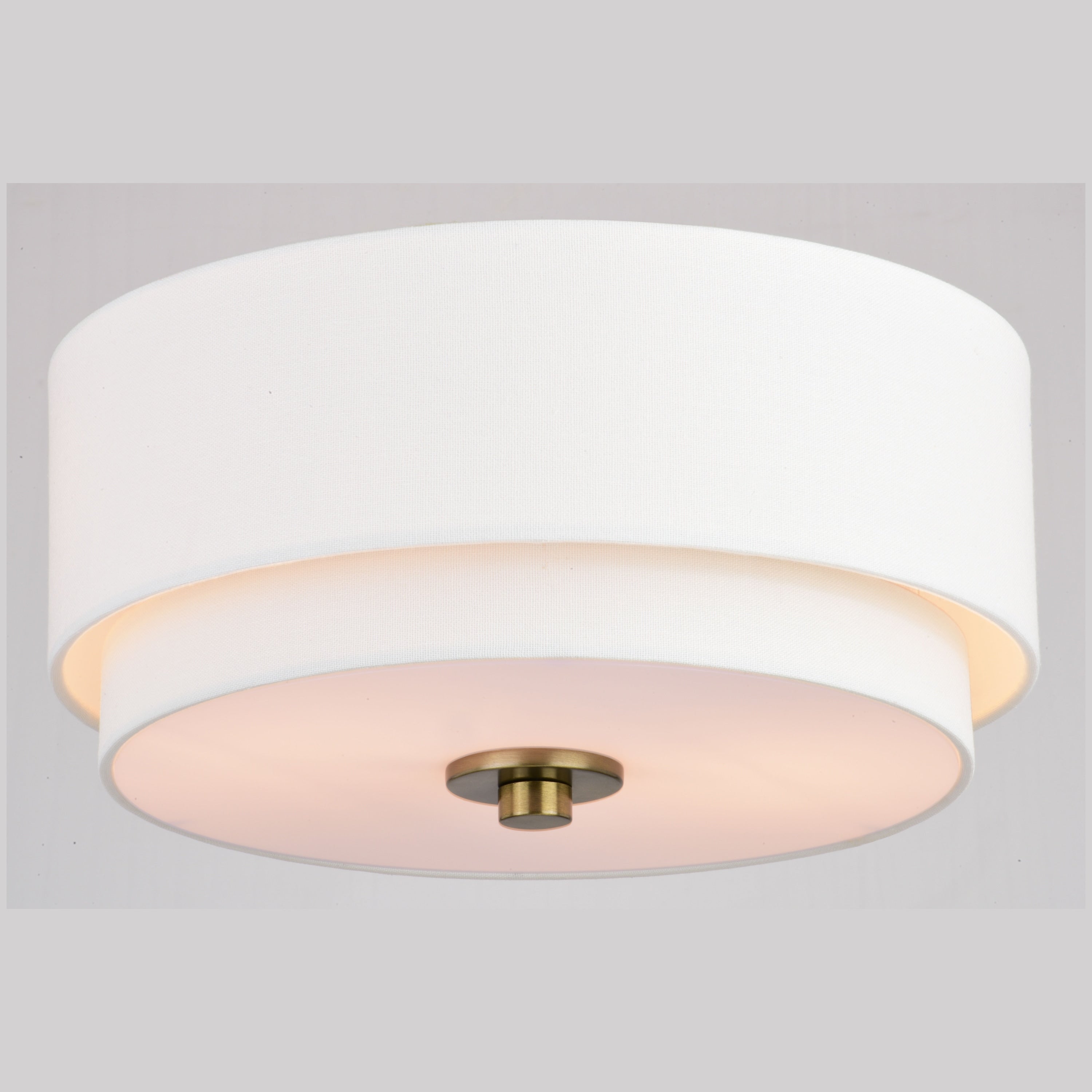 Burnaby Mid-Century Modern Ceiling Mount Light White Linen Drum Shade