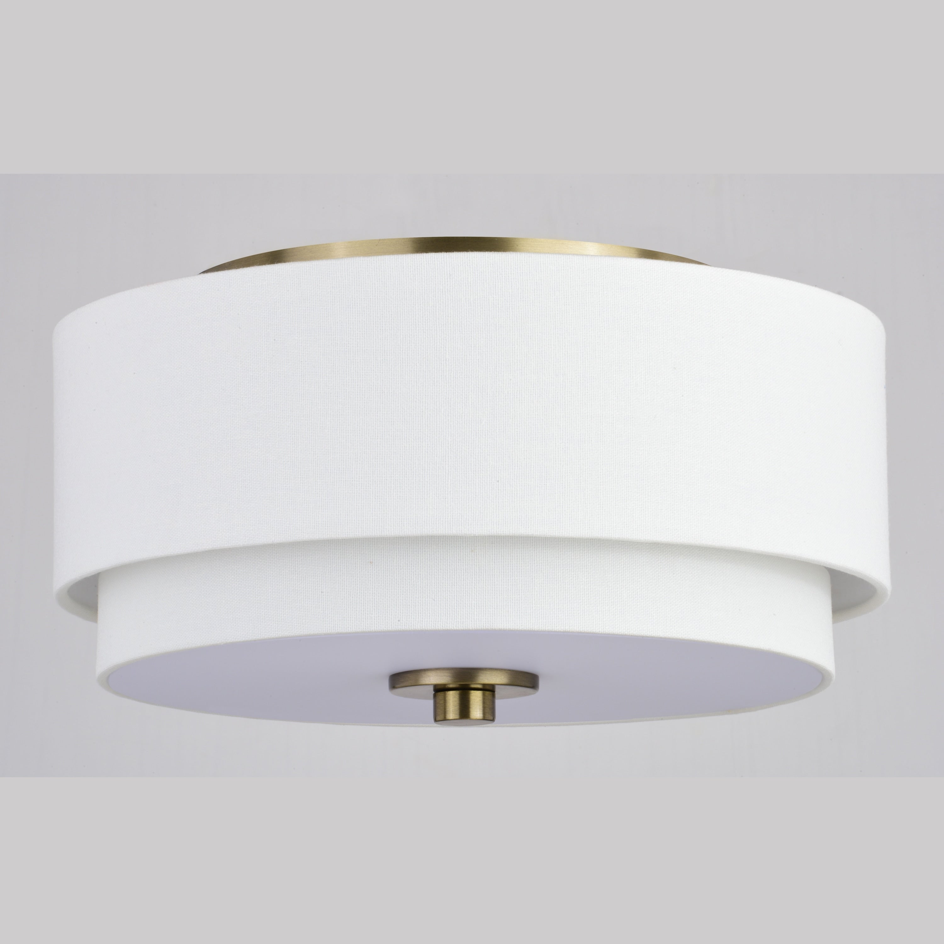 Burnaby Mid-Century Modern Ceiling Mount Light White Linen Drum Shade