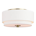 Burnaby Mid-Century Modern Ceiling Mount Light White Linen Drum Shade