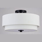 Burnaby Mid-Century Modern Ceiling Mount Light White Linen Drum Shade