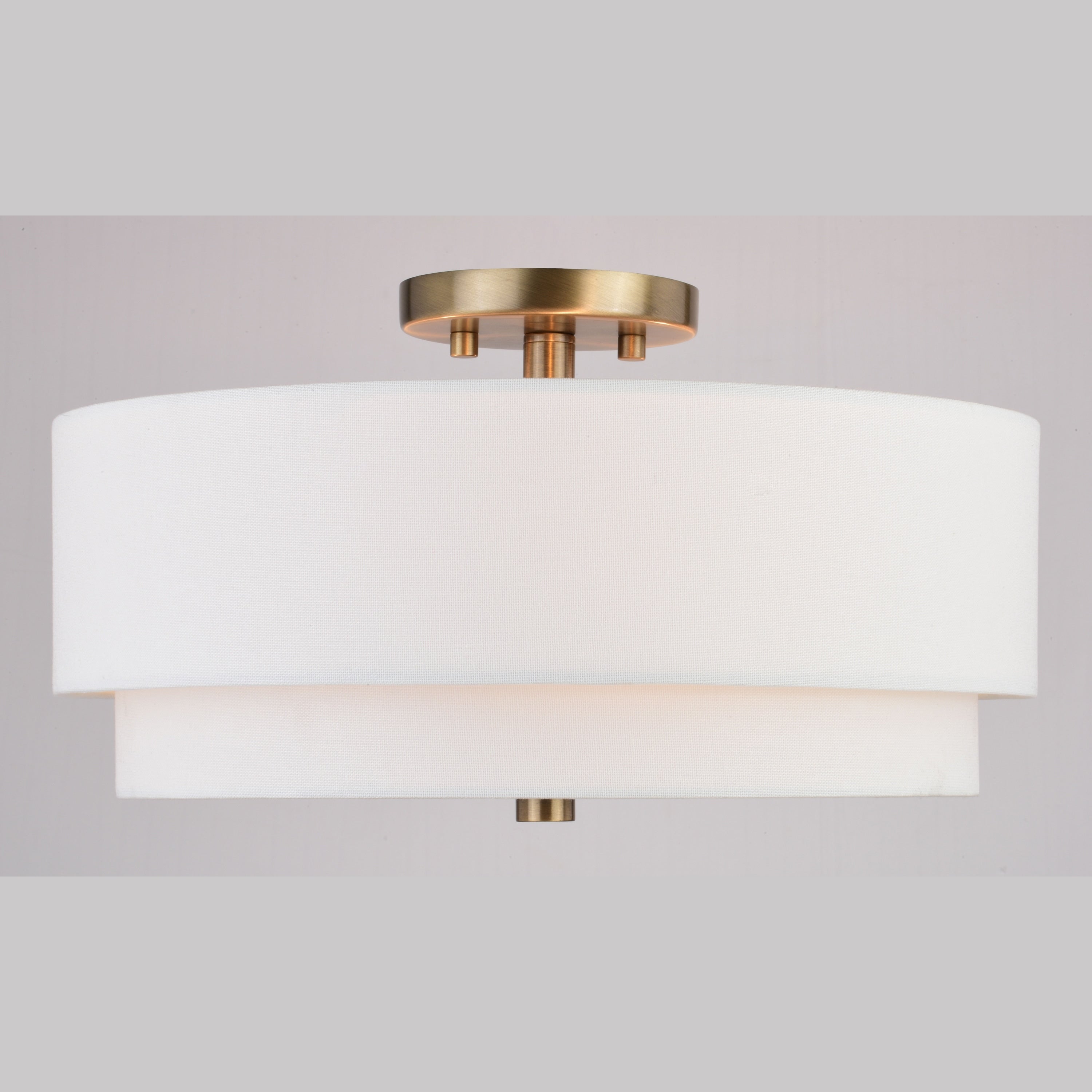 Burnaby Mid-Century Modern Ceiling Mount Light White Linen Drum Shade