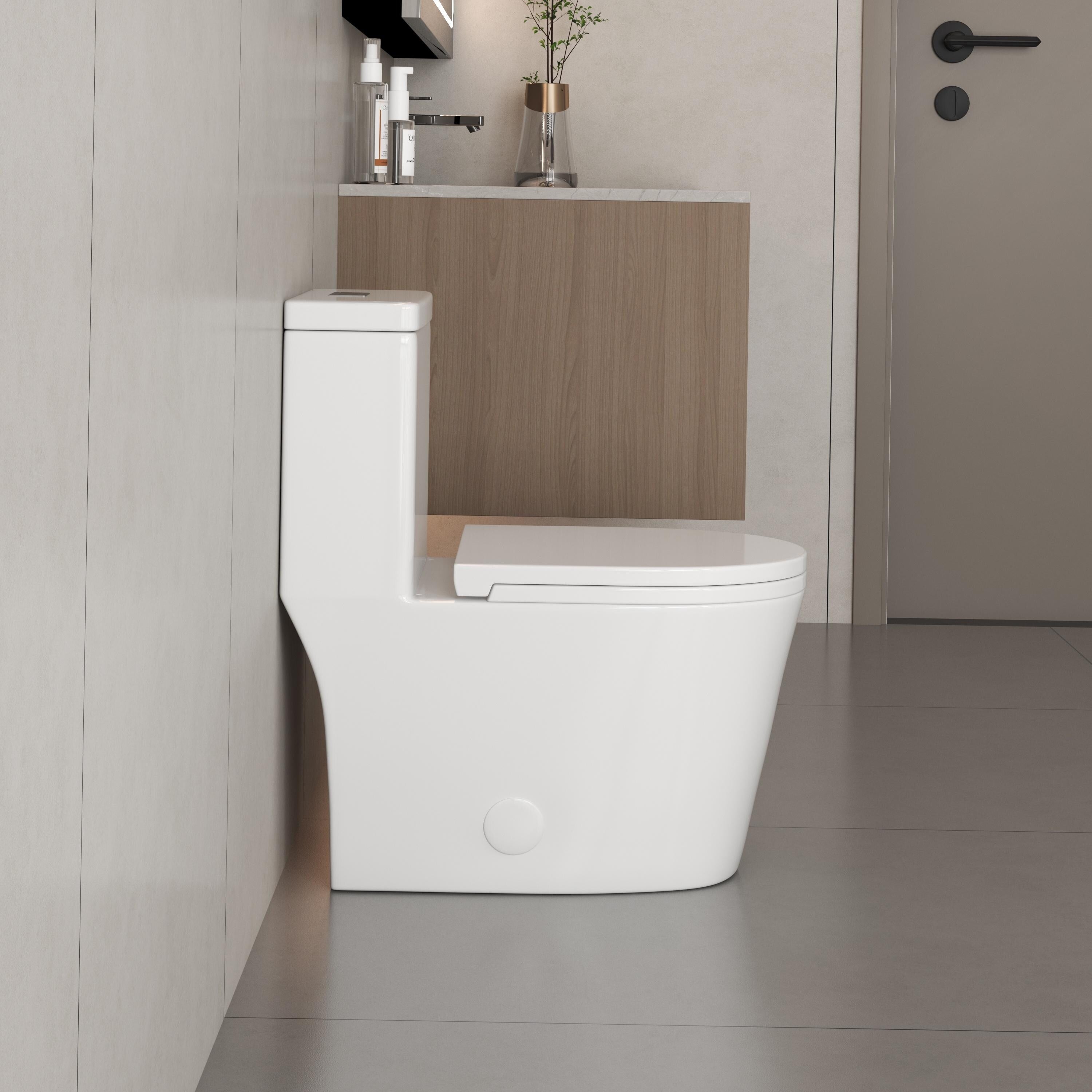 CB HOME 24'' Small Compact One Piece Toilet, Dual Flush Modern Siphon Short Toilet with Soft Closing Seat,16.5''Comfort Height