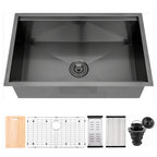 CB HOME 32'' Undermount Gold Kitchen Sink, Drop in Black/Stainless Steel Kitchen Sink, Single Bowl Kitchen Sink with Accessories