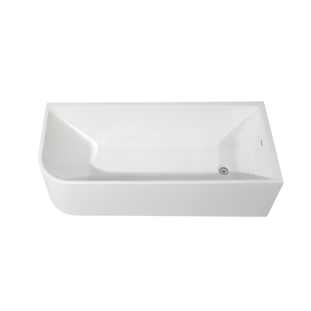 CB HOME 59''/67'' Freestanding Acrylic Soaking Bathtubs, Soaking Tubs Single Side Against The Wall, Left/Right Overflow