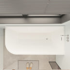 CB HOME 59''/67'' Freestanding Acrylic Soaking Bathtubs, Soaking Tubs Single Side Against The Wall, Left/Right Overflow