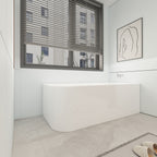 CB HOME 59''/67'' Freestanding Acrylic Soaking Bathtubs, Soaking Tubs Single Side Against The Wall, Left/Right Overflow