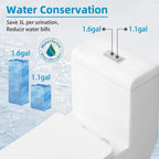 CB HOME 24'' Small Compact One Piece Toilet, Dual Flush Modern Siphon Short Toilet with Soft Closing Seat,16.5''Comfort Height