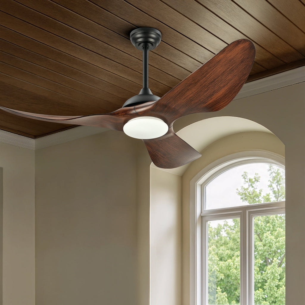 CO-Z 52 Outdoor Wet-Rated Waterproof LED Ceiling Fan with Dimmable Light and Remote Control