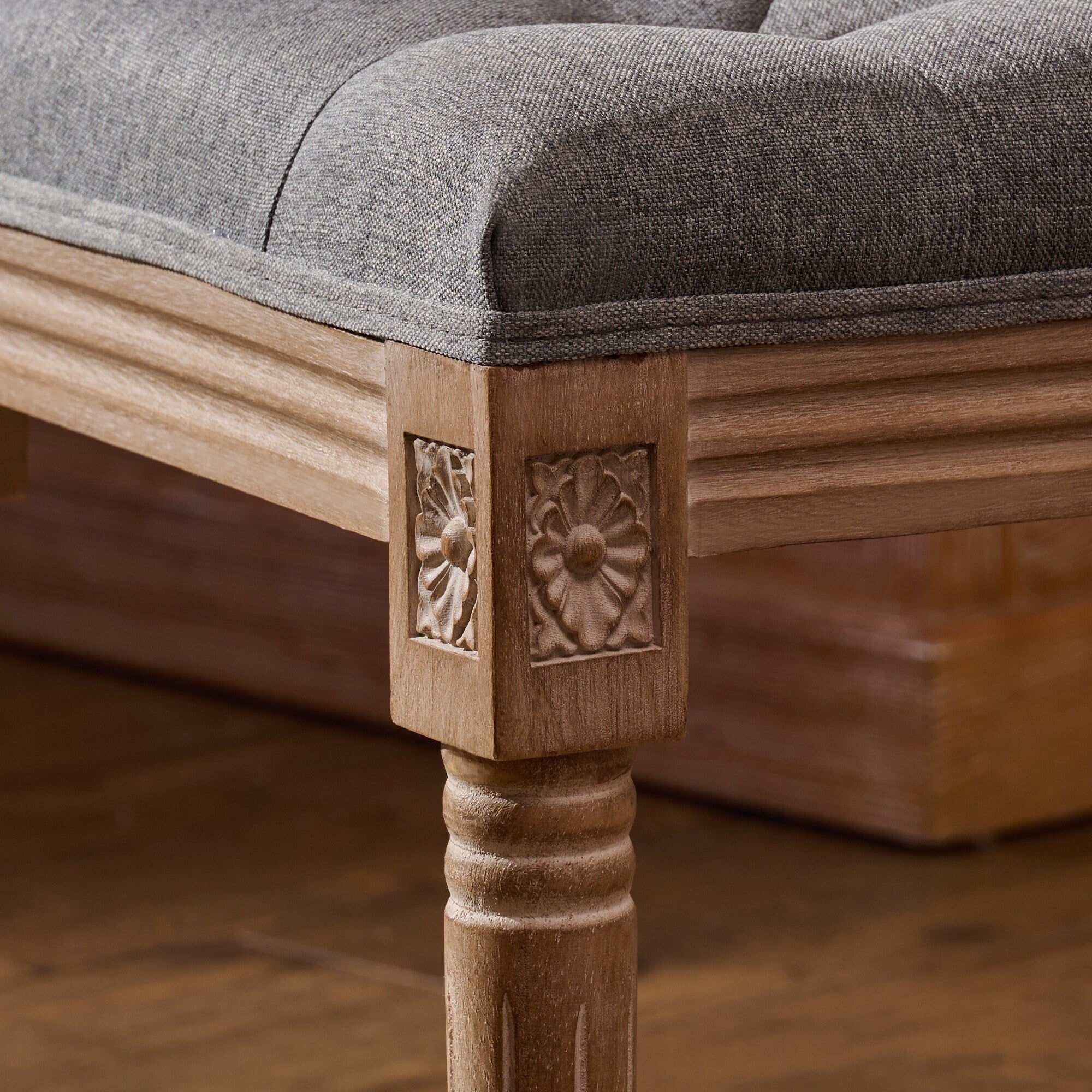 CO-Z French Vintage Upholstered Foot Stool and Vanity Stool