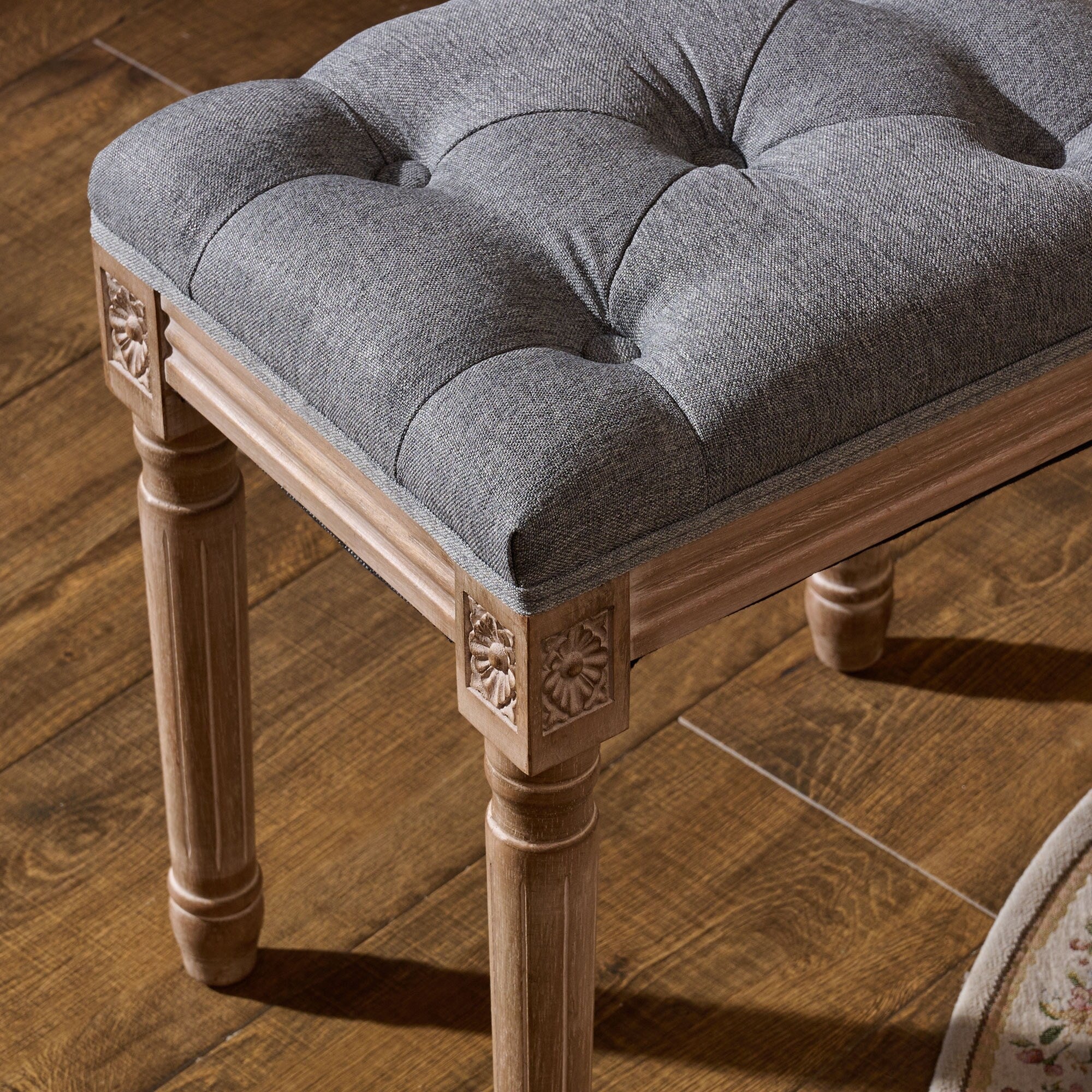 CO-Z French Vintage Upholstered Foot Stool and Vanity Stool