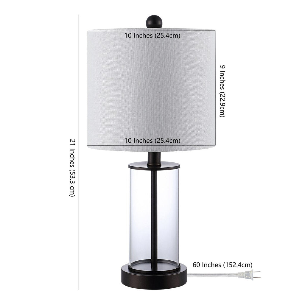 Cabell 21 Glass Modern Contemporary USB Charging LED Table Lamp, Oil Rubbed Bronze (Set of 2) by JONATHAN Y