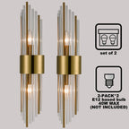 Cabrera Modern Metal Wall Sconce with Beautiful Crystal Clear Glass Rods for Bathroom Set of 2