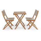 Cadiz Modern Coastal 3-Piece Acacia Wood Outdoor Folding Bistro Set, by JONATHAN Y