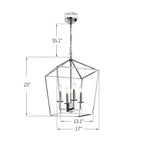 Candle Style Lantern Pendant Stairway or Kitchen Island Open Cage Chandelier - N/A