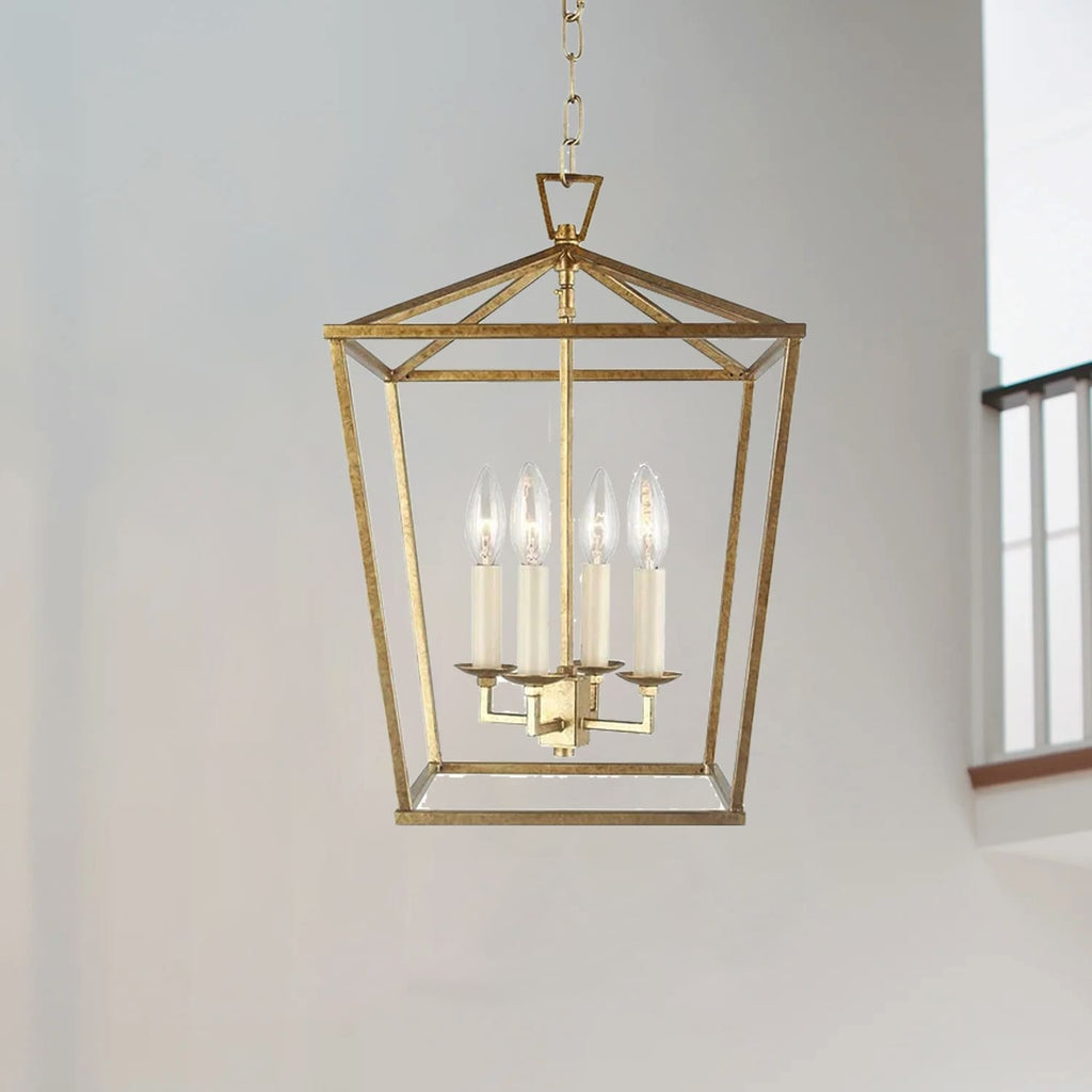 Candle Style Lantern Pendant Stairway or Kitchen Island Open Cage Chandelier - N/A