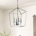 Candle Style Lantern Pendant Stairway or Kitchen Island Open Cage Chandelier - N/A