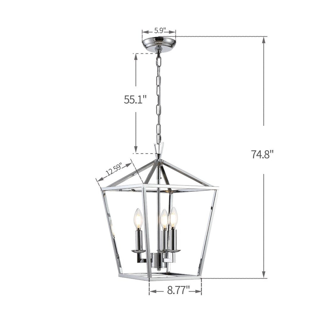 Candle Style Lantern Pendant Stairway or Kitchen Island Open Cage Chandelier - N/A