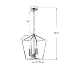 Candle Style Lantern Pendant Stairway or Kitchen Island Open Cage Chandelier - N/A