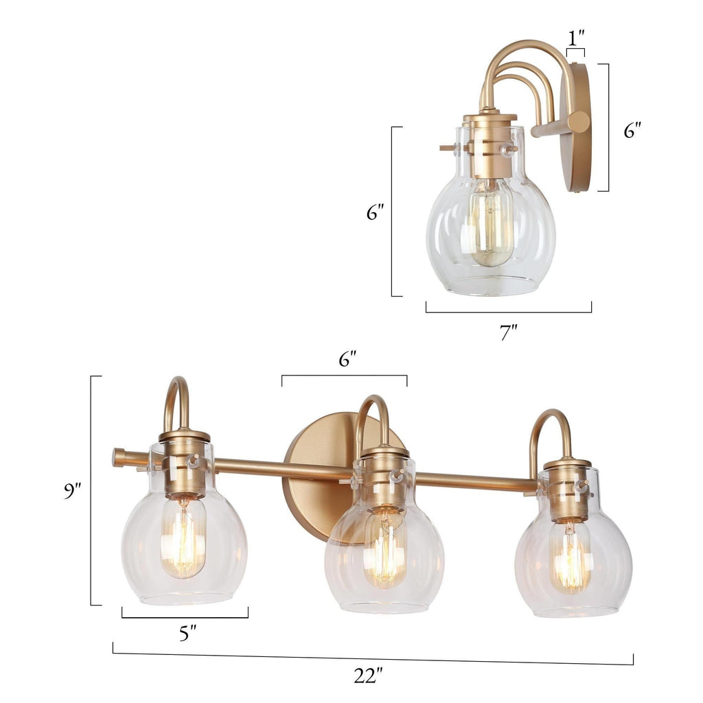 Modern Gold 3-Light Bathroom Vanity Light Orb Glass Wall Sconce