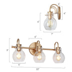 Modern Gold 3-Light Bathroom Vanity Light Orb Glass Wall Sconce