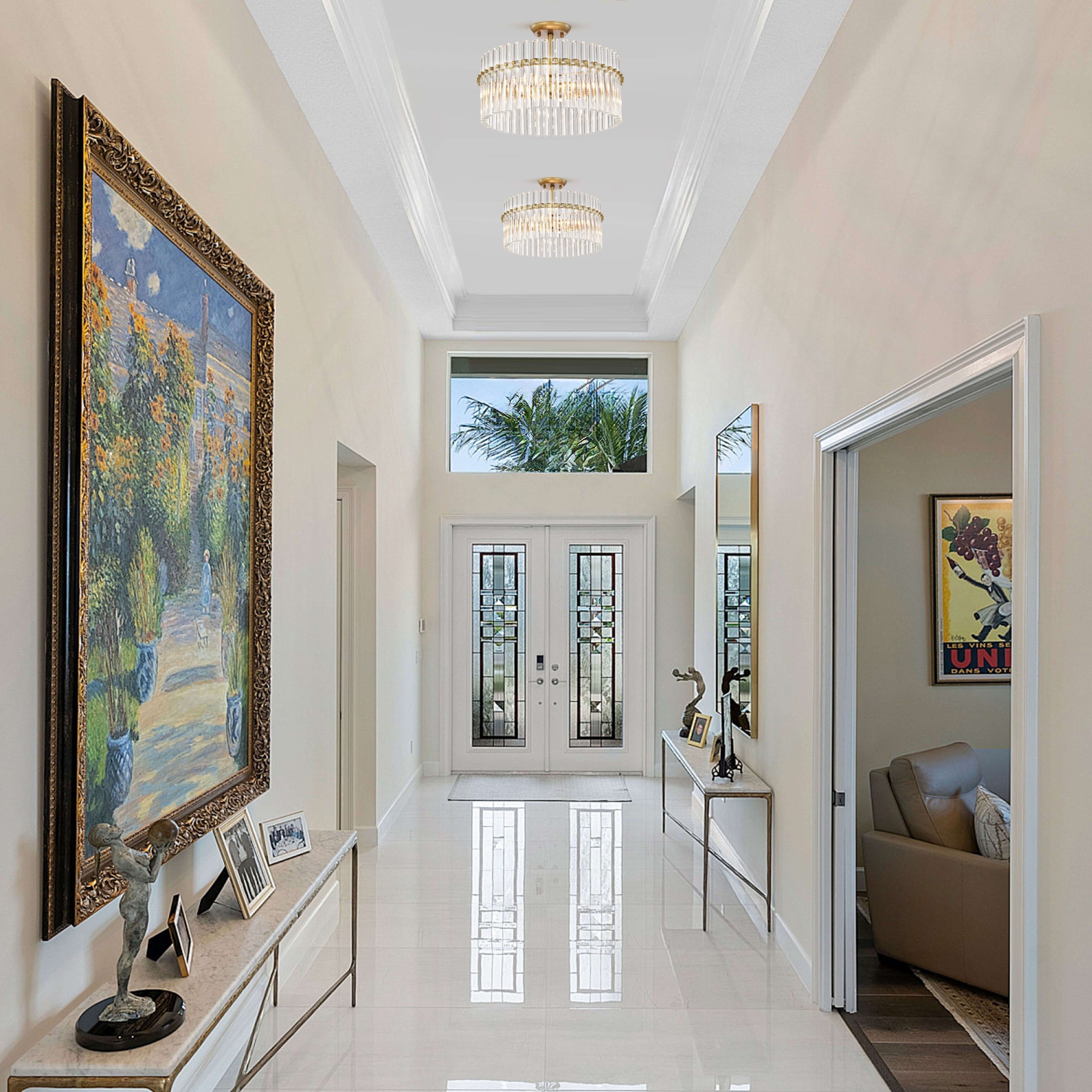 Casandra 4-light Brushed Brass Crystal Flush Mount