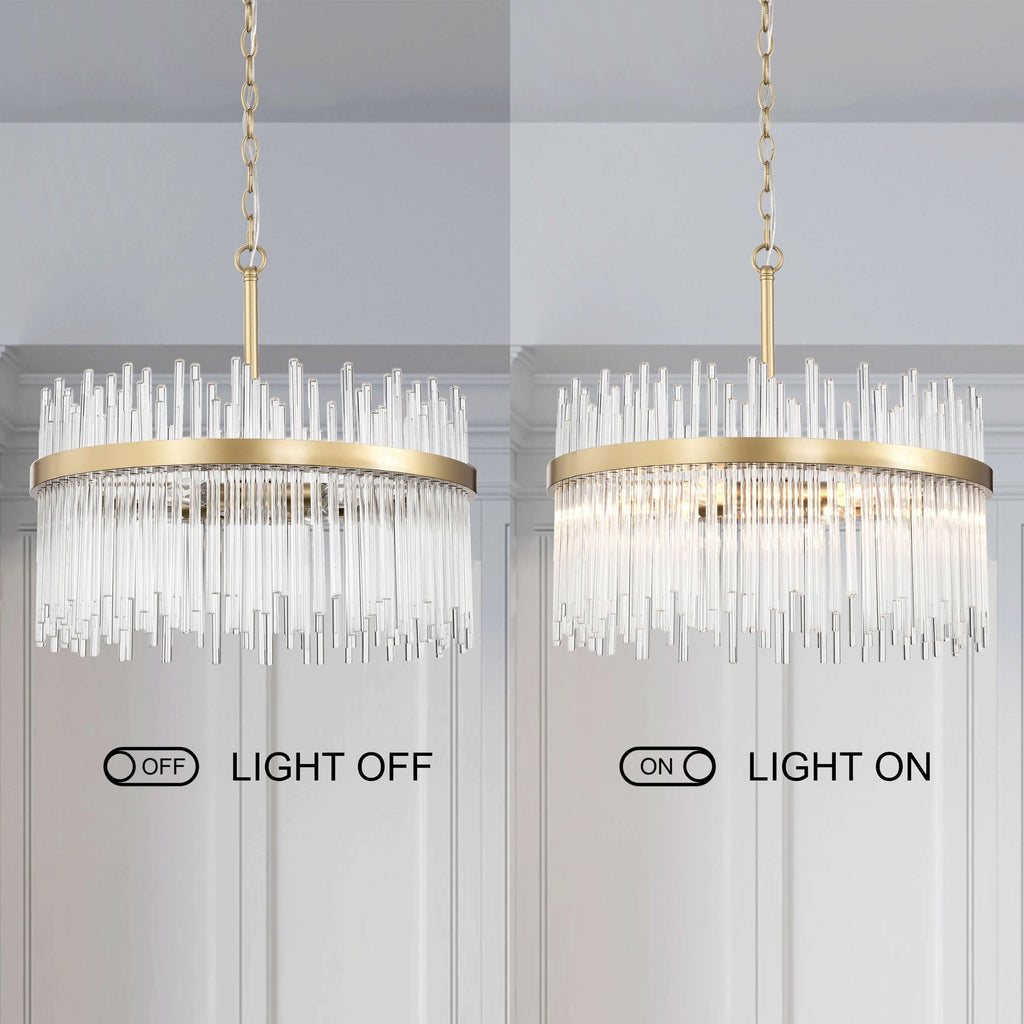 Casandra 5-light Shiny Bronze Chandelier with Clear Glass Bars - Shiny Bronze