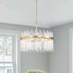 Casandra 5-light Shiny Bronze Chandelier with Clear Glass Bars - Shiny Bronze