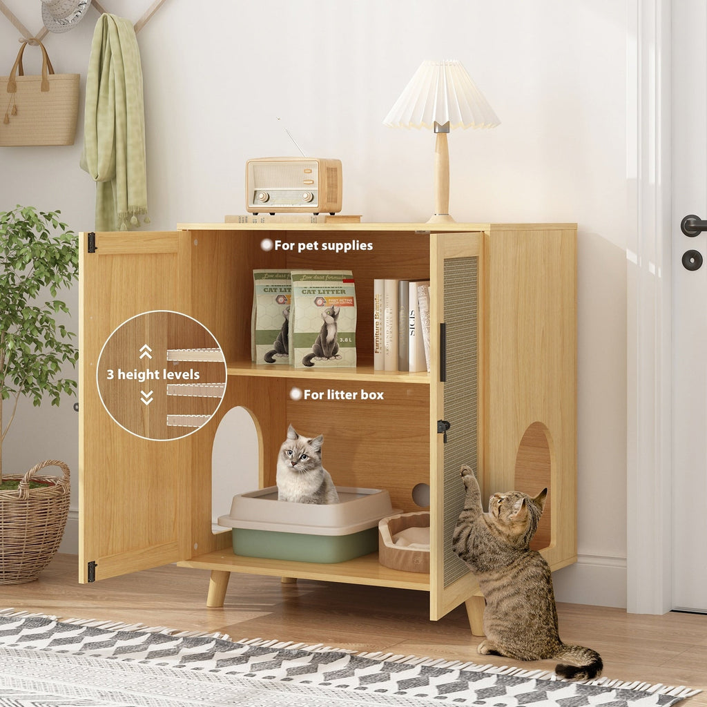 Cat Litter Box Enclosure Cat House Side Table Door Cabinet Bookcase