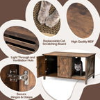 Cat Litter Box Enclosure, Hidden Wood Cat Washroom Furniture with Scratching Post