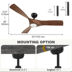 Ceiling Fan Light, 52 Ceiling Fan w/ Remote, LED Dimmable Tri-Color Temperature