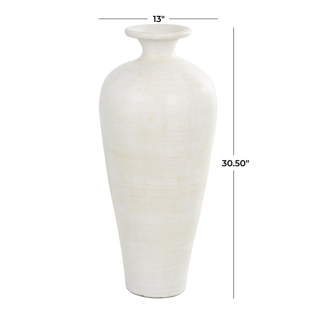 Ceramic Tall Amphora Floor Decorative Vase - White - Roche River Decor