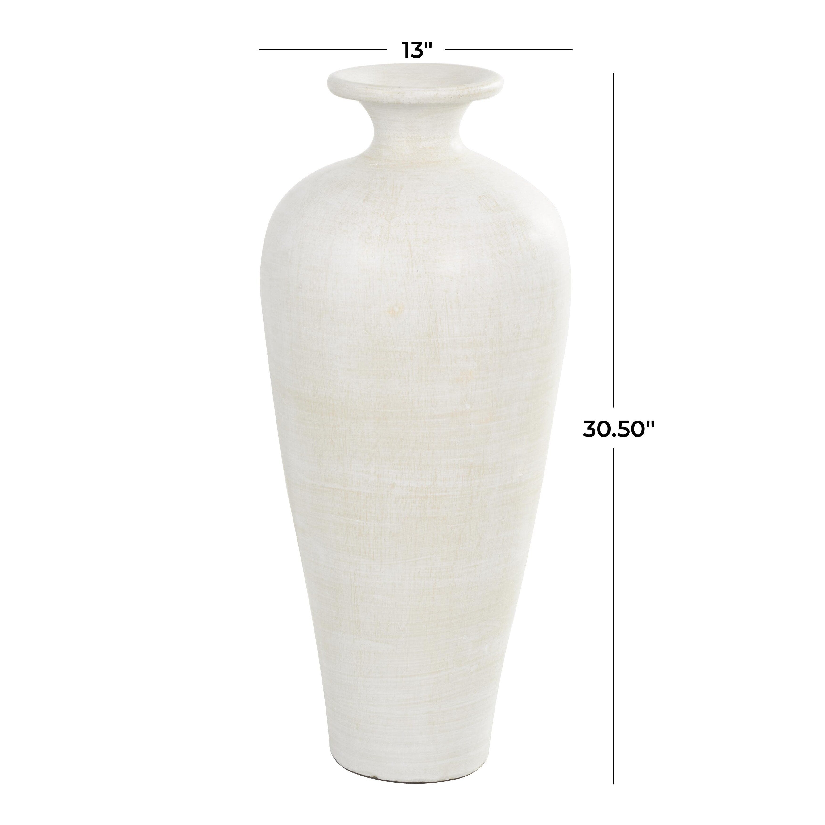 Ceramic Tall Amphora Floor Decorative Vase - White - Roche River Decor