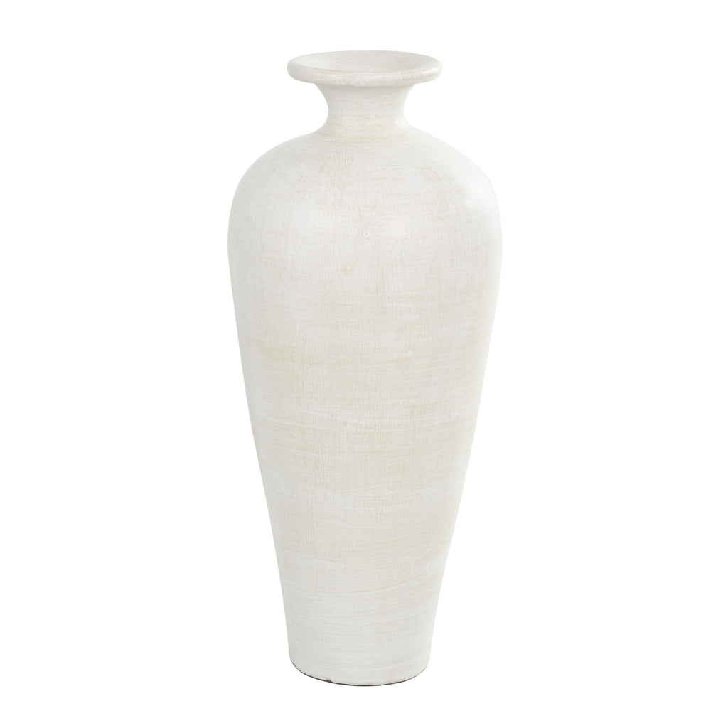 Ceramic Tall Amphora Floor Decorative Vase - White - Roche River Decor